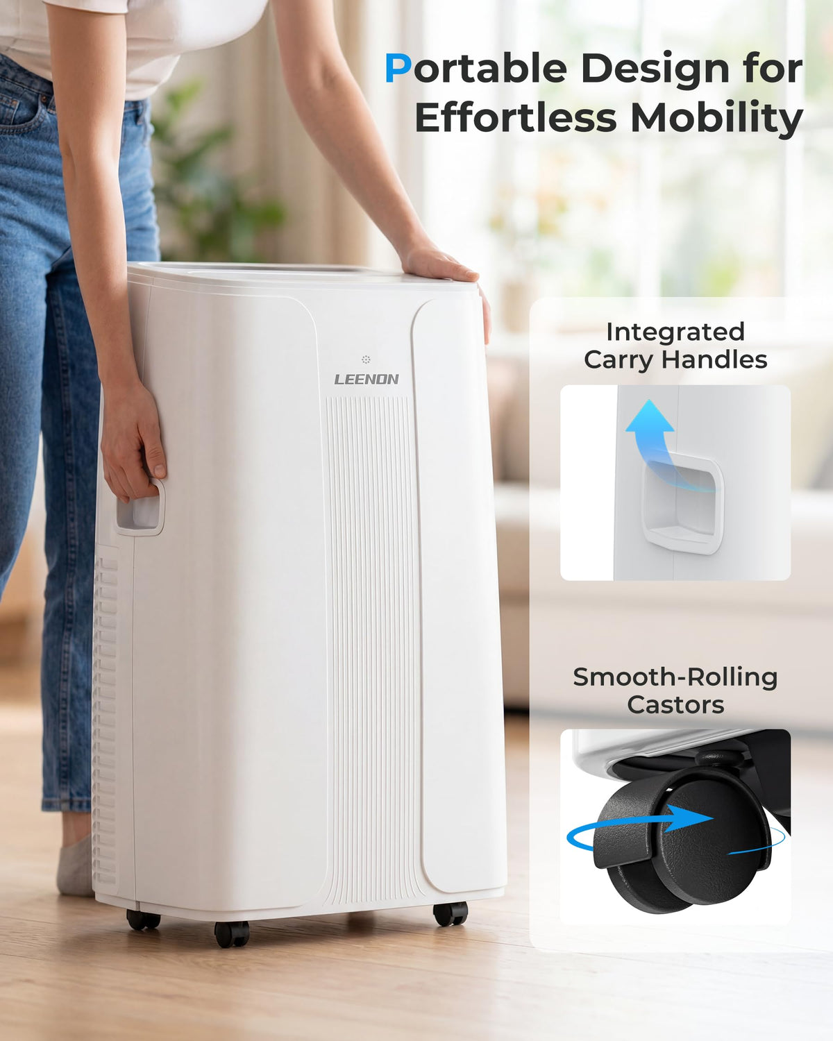 14000 BTU Portable Air Conditioner with Dehumidifier, Fan, Auto Swing & Remote Control