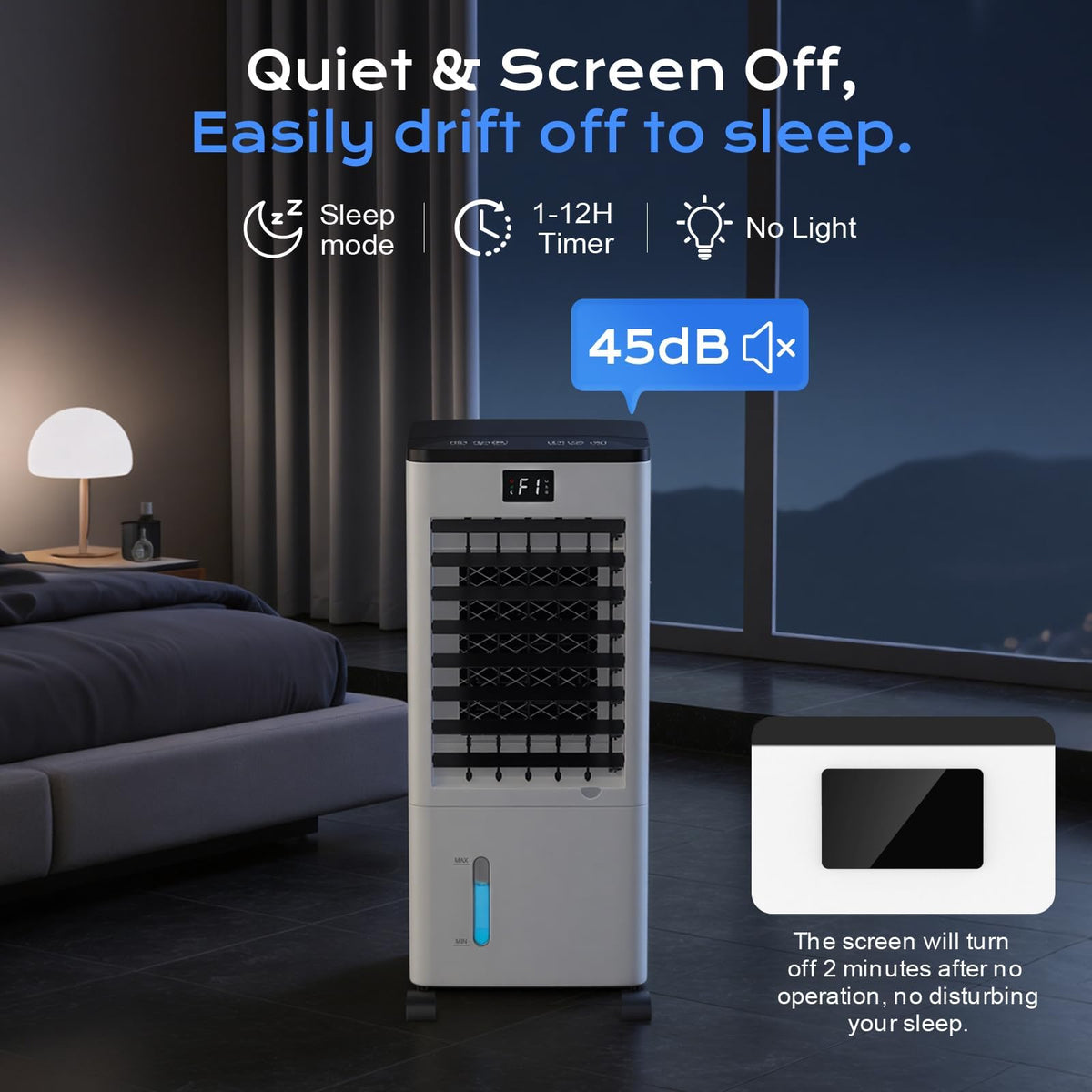 60W Evaporative Air Cooler with 8L Water Tank, Remote Control, LED Display & 4 Ice Packs
