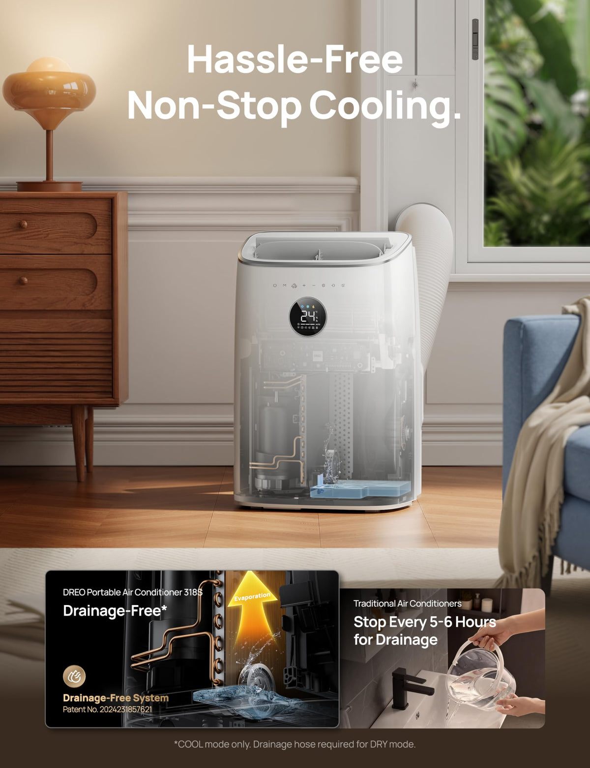 Smart Portable Air Conditioner with Cooling, Fan & Dehumidifier Modes