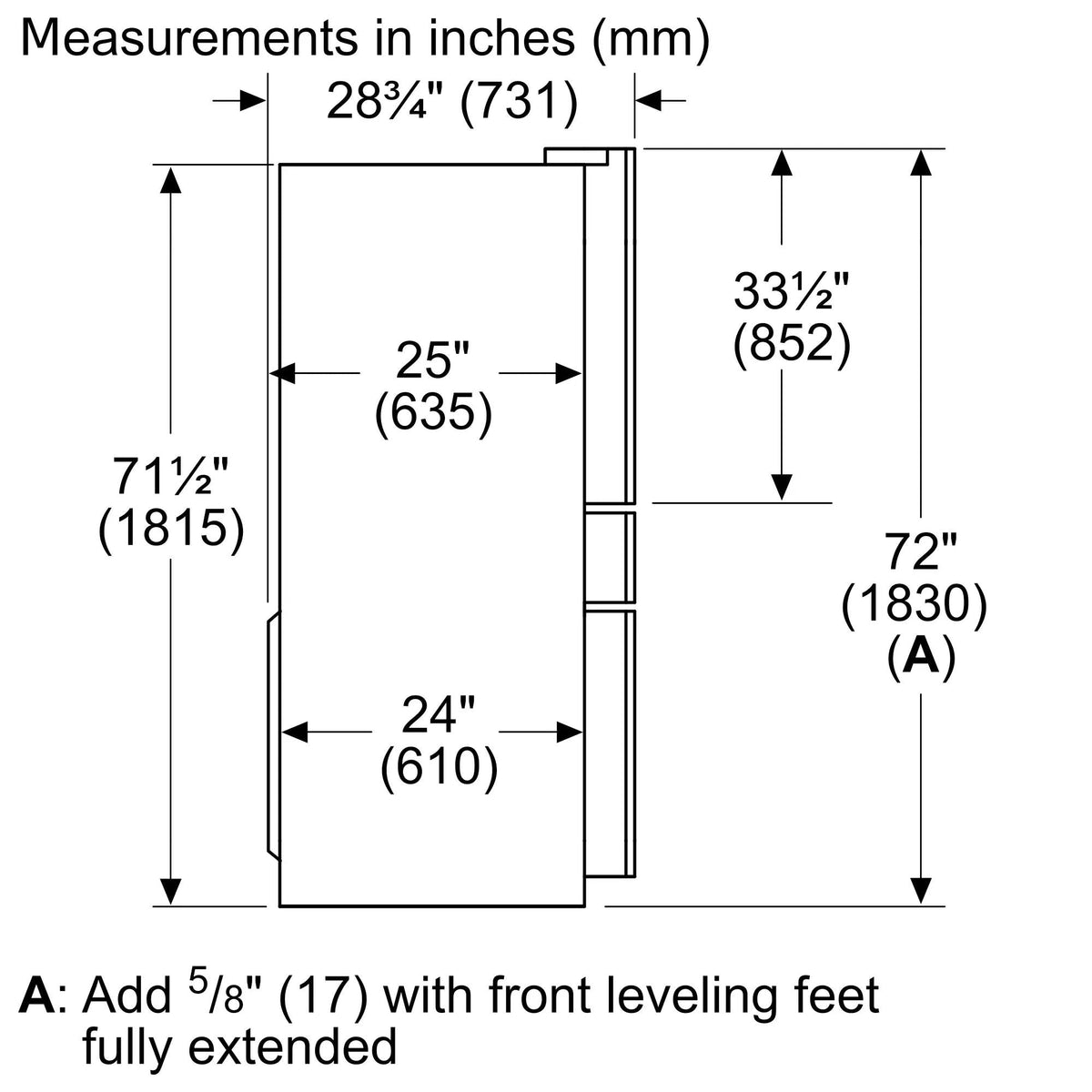 800 Series French Door Bottom Mount Refrigerator 36