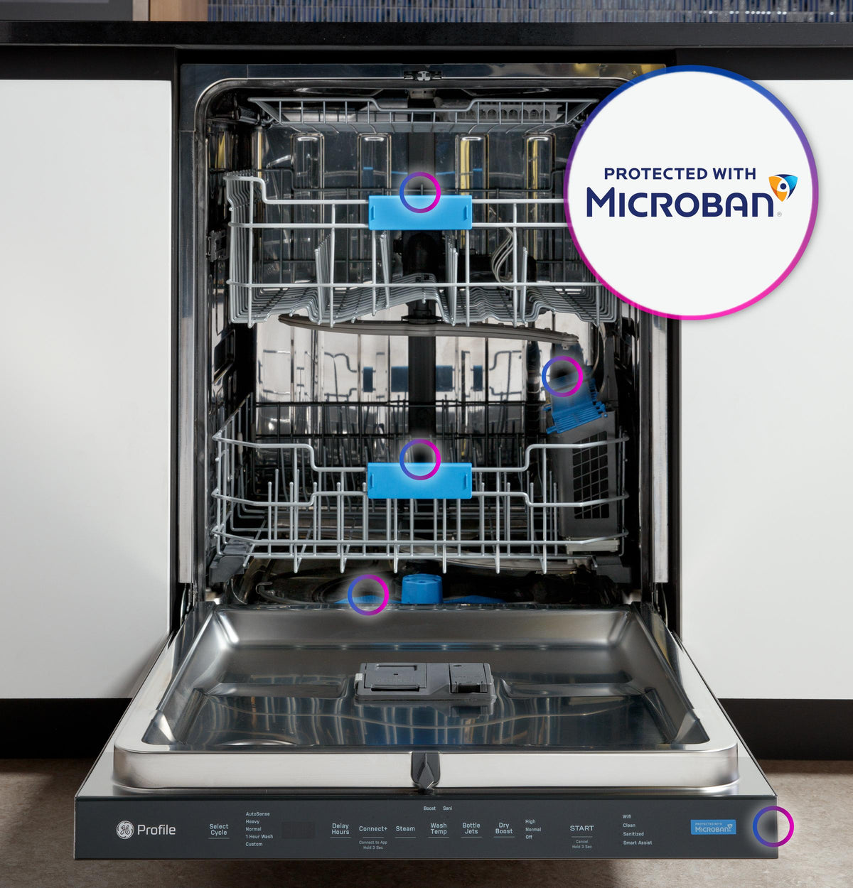 GE Profile™ ENERGY STAR® Fingerprint Resistant Top Control Stainless Interior Dishwasher with Microban™ Antimicrobial Technology
