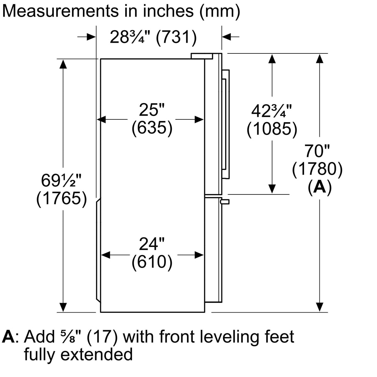 500 Series French Door Bottom Mount Refrigerator 36