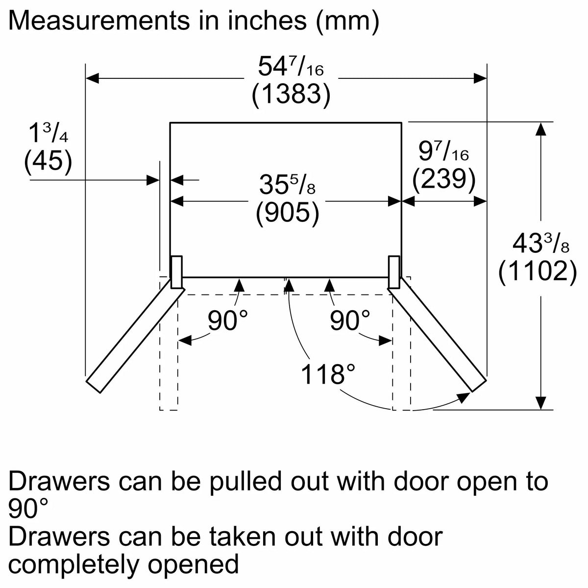 800 Series French Door Bottom Mount Refrigerator 36