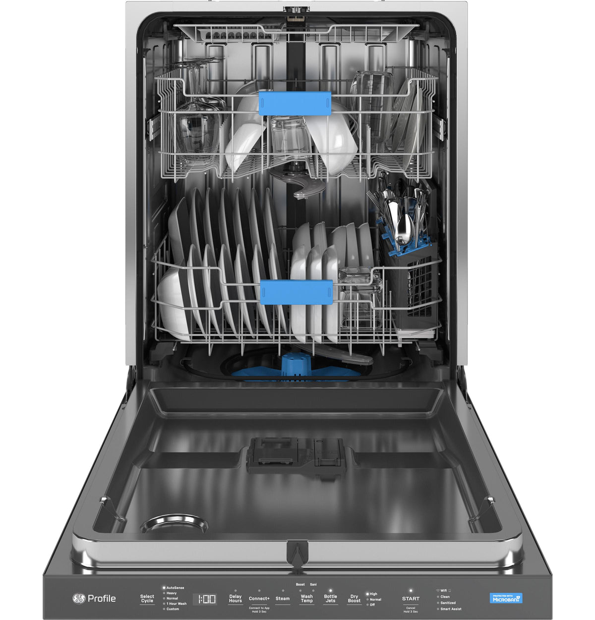 GE Profile™ ENERGY STAR® Fingerprint Resistant Top Control Stainless Interior Dishwasher with Microban™ Antimicrobial Technology