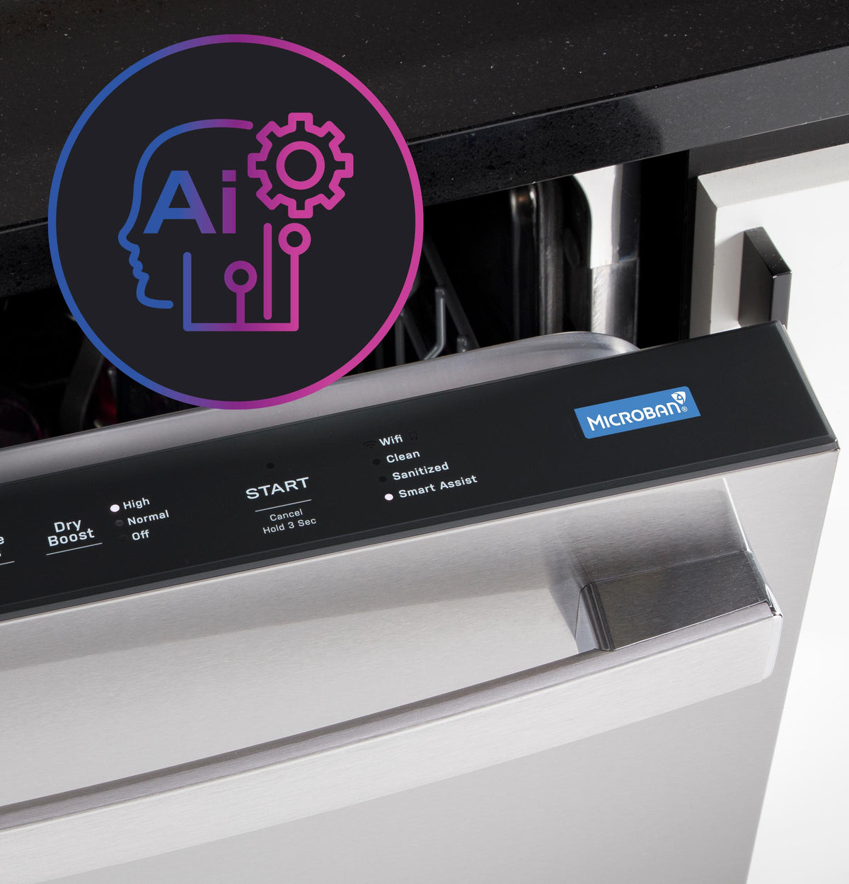 GE Profile™ ENERGY STAR® Fingerprint Resistant Top Control Stainless Interior Dishwasher with Microban™ Antimicrobial Technology