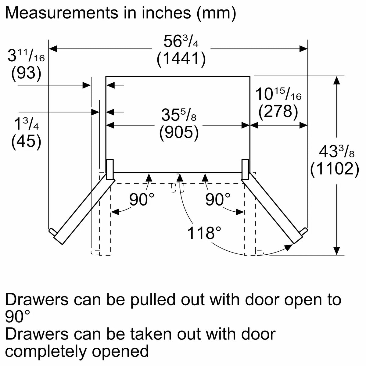 500 Series French Door Bottom Mount Refrigerator 36