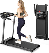 Foldable Walking Pad Treadmill with Handle, LCD Display & Compact Design
