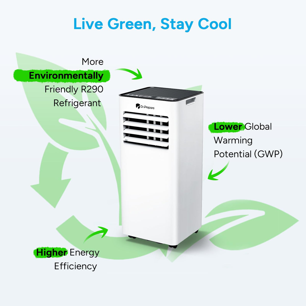 9000 BTU Portable Air Conditioner with Dehumidifier, Sleep Mode, Child Lock & Dual Window Kit