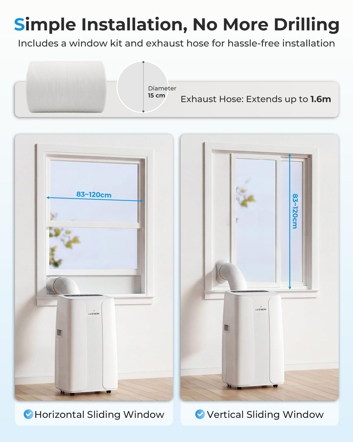 14000 BTU Portable Air Conditioner with Dehumidifier, Fan, Auto Swing & Remote Control